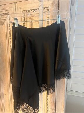 Forever 21 Black Asymmetrical Lace-Hem Skirt